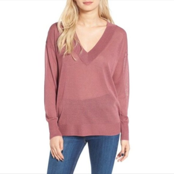 Leith Sheer Deep V-Neck Sweater Medium - New without Tags - Picture 1 of 9
